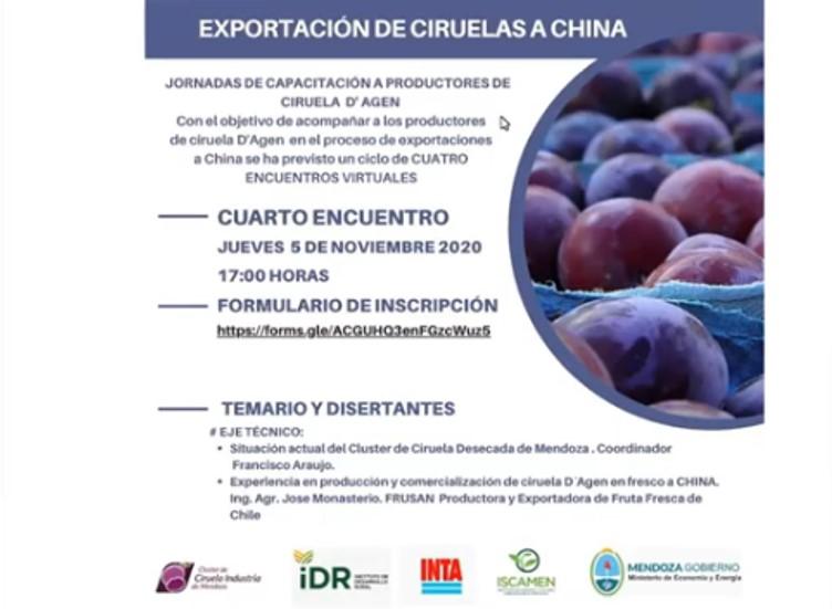 Cuarta Jornada de Capacitación de Productores de Ciruela Industria. Exportación de China.